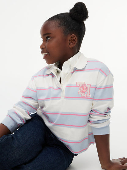 Dsiney Kidz - Tommy Hilfiger Blue Relaxed Fit Stripe Long Sleeve Polo Shirt image 4
