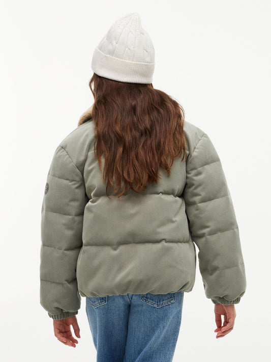 Dsiney Kidz - Tommy Hilfiger Green Teddy Collar Corduroy Relaxed Puffer Jacket image 2