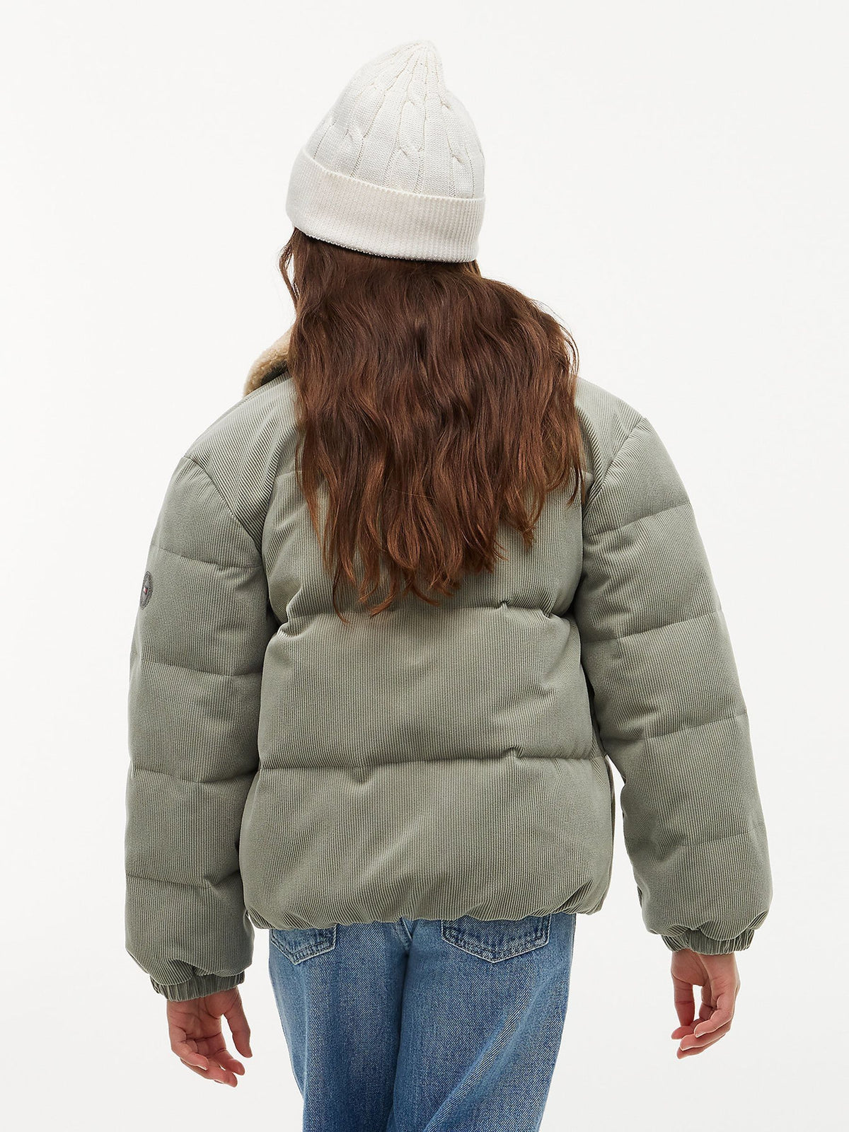 Dsiney Kidz - Tommy Hilfiger Green Teddy Collar Corduroy Relaxed Puffer Jacket image 5