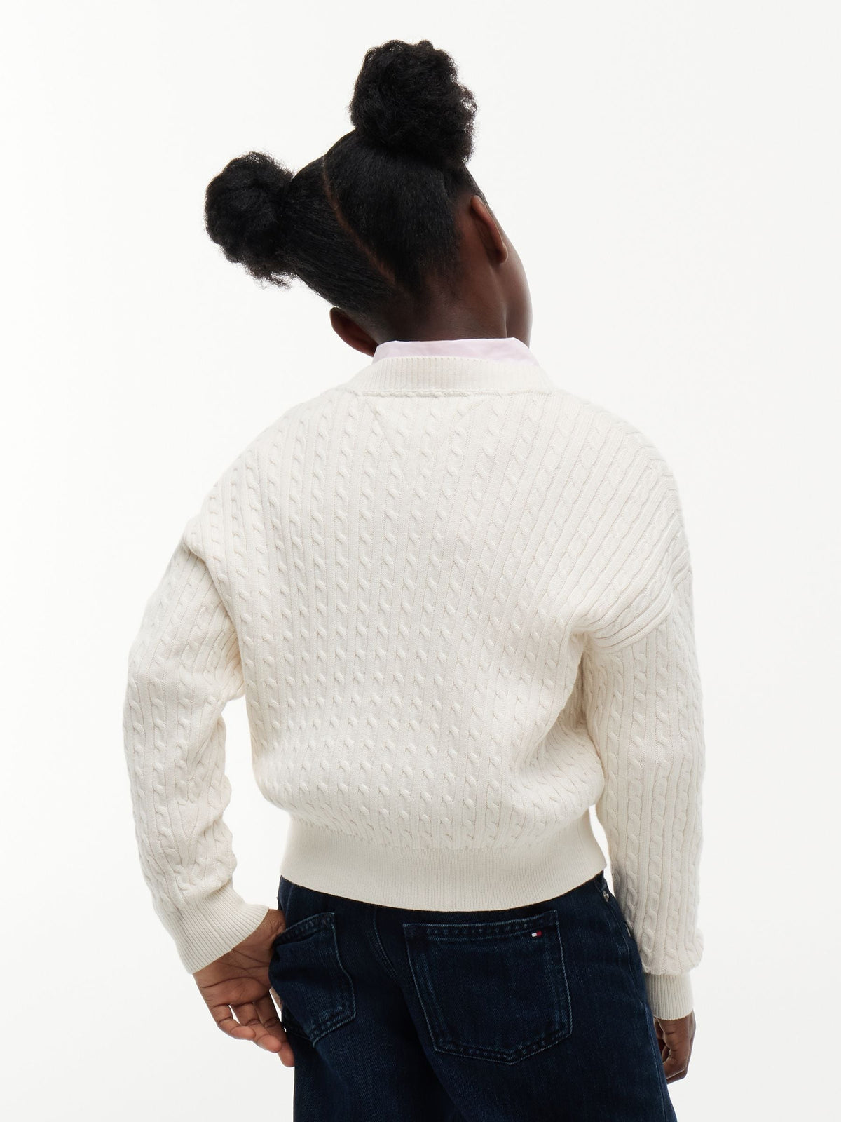 Dsiney Kidz - Tommy Hilfiger Cream Relaxed Cable Knit Jumper image 2