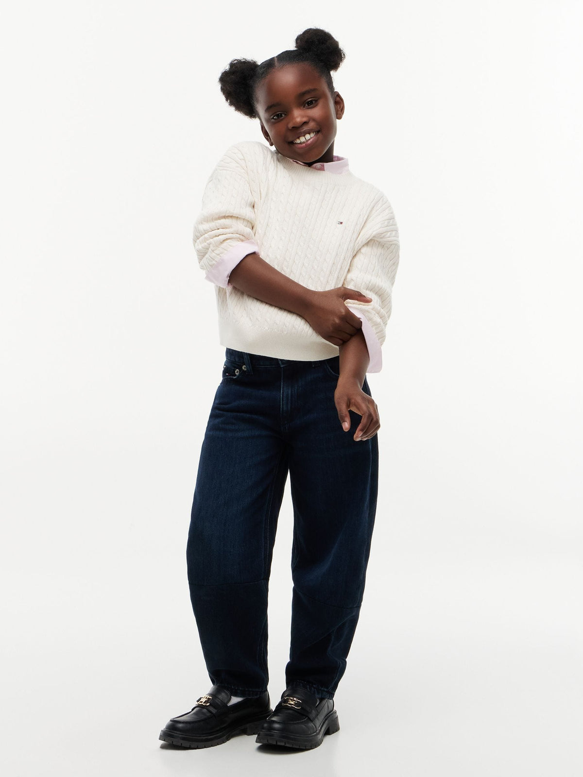Dsiney Kidz - Tommy Hilfiger Cream Relaxed Cable Knit Jumper image 3