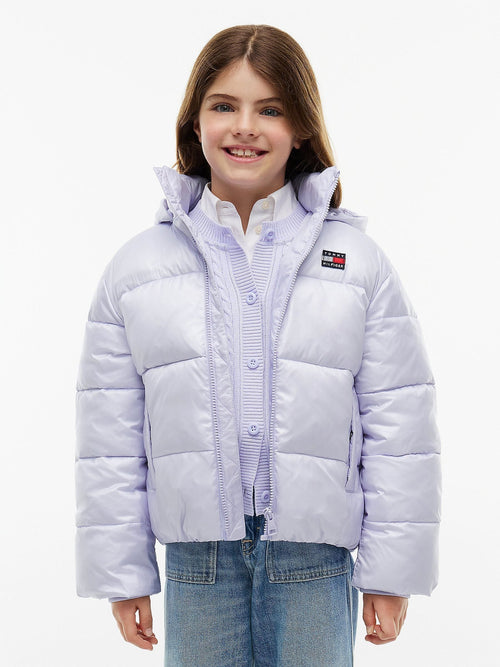 Dsiney Kidz - Tommy Hilfiger Purple Heritage Shiny Relaxed Hooded Puffer Jacket image 1