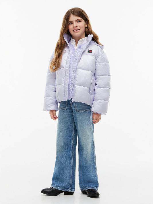 Dsiney Kidz - Tommy Hilfiger Purple Heritage Shiny Relaxed Hooded Puffer Jacket image 2