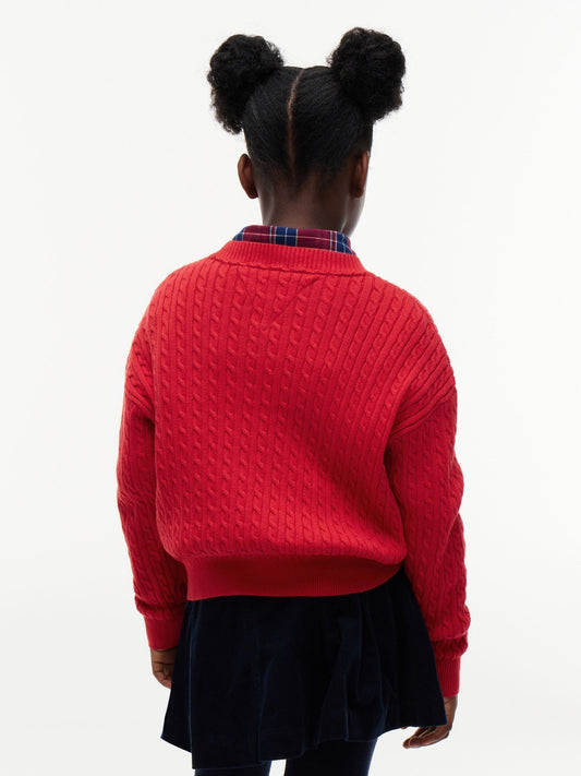 Dsiney Kidz - Tommy Hilfiger Red Relaxed Cable Knit Jumper image 2