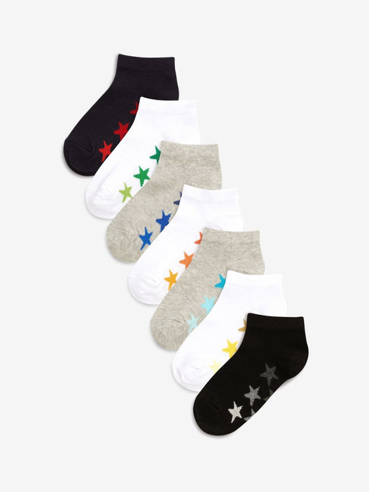 White/Grey Cotton Rich Trainer Socks 7 Pack image 1