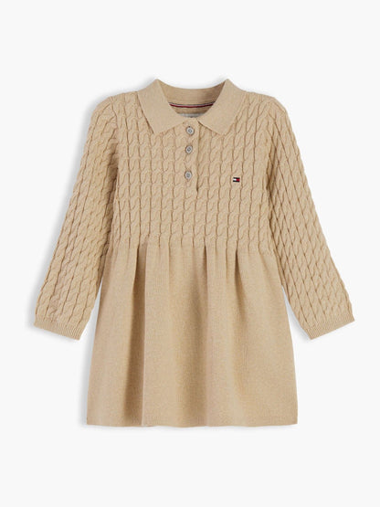 Dsiney Kidz - Tommy Hilfiger Gold Cable Knit Relaxed Polo Jumper Dress image 1
