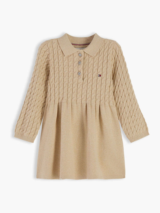 Dsiney Kidz - Tommy Hilfiger Gold Cable Knit Relaxed Polo Jumper Dress image 1