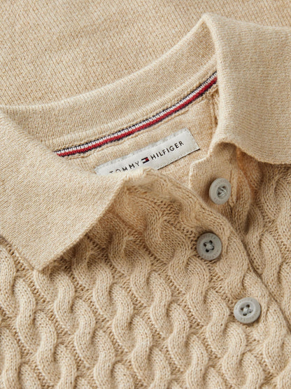 Dsiney Kidz - Tommy Hilfiger Gold Cable Knit Relaxed Polo Jumper Dress image 3