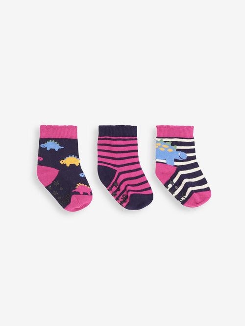 JoJo Maman Bébé Navy Blue Dino Socks 3 Pack image 1