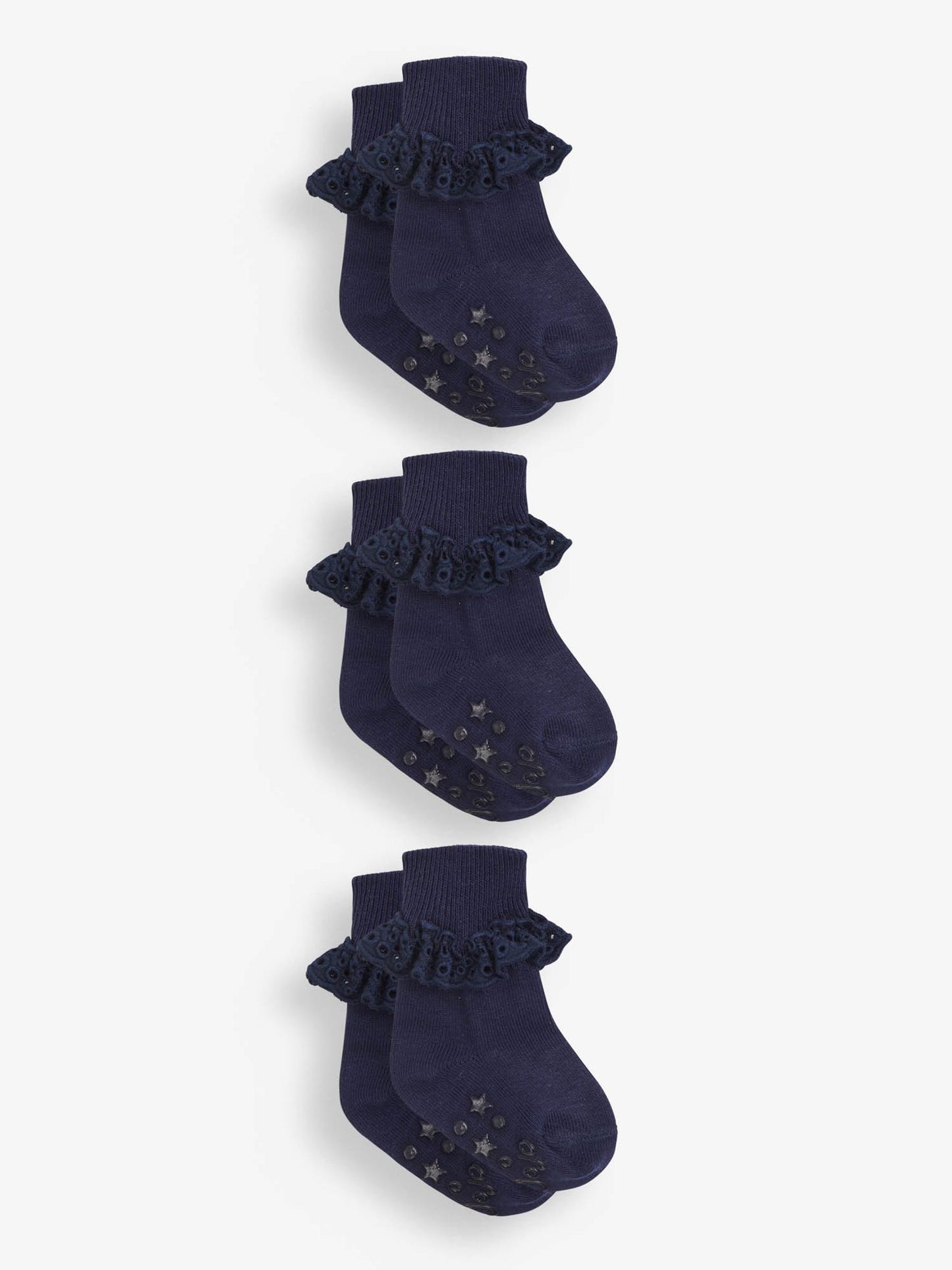 JoJo Maman Bébé Navy Blue 3-Pack Frilly Socks image 1