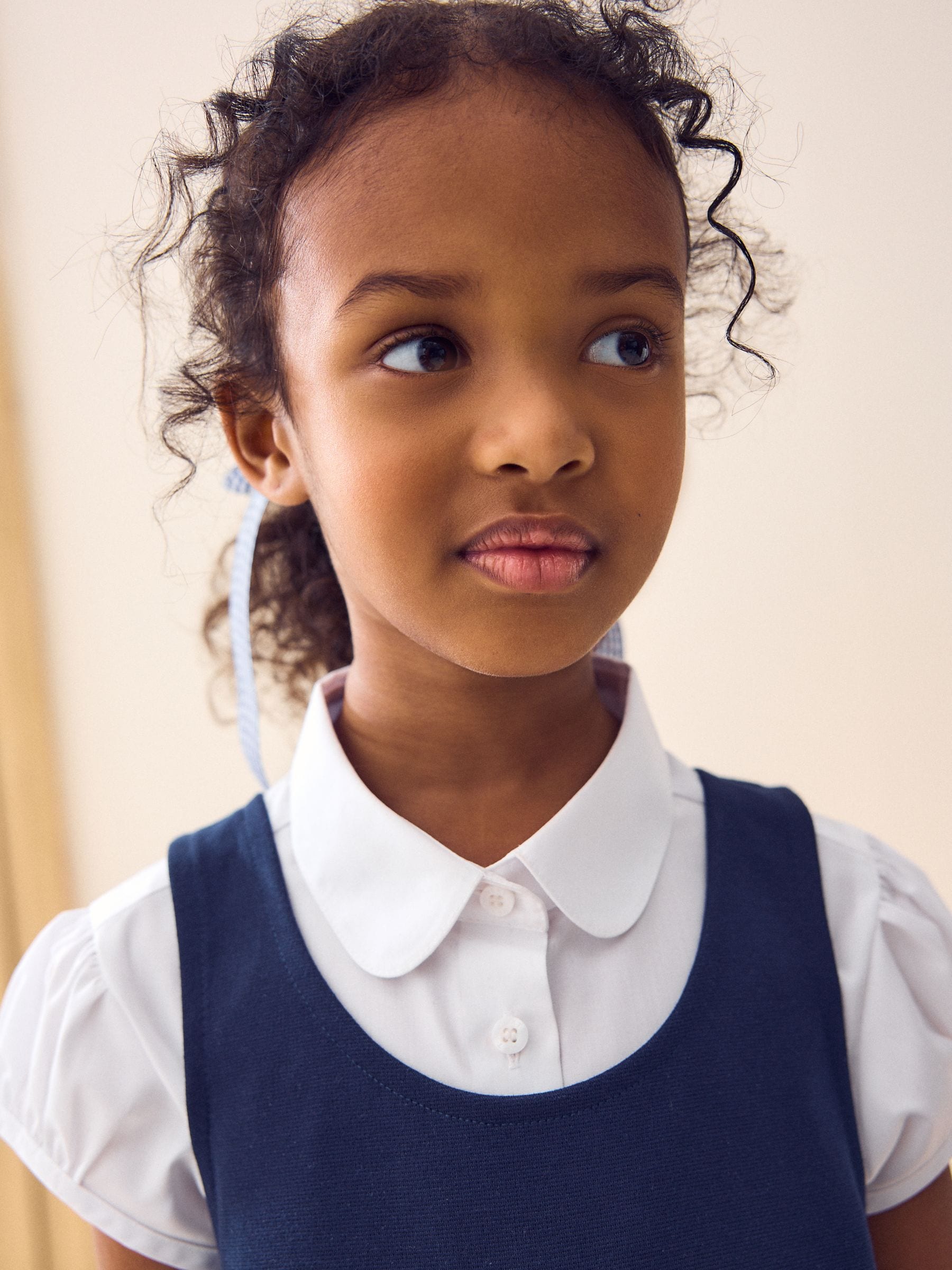 Navy Jersey Stretch Bow School Pinafore (3-14yrs) image 4