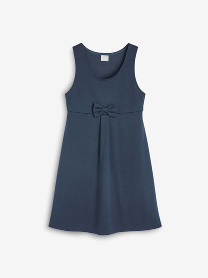 Navy Jersey Stretch Bow School Pinafore (3-14yrs) image 5