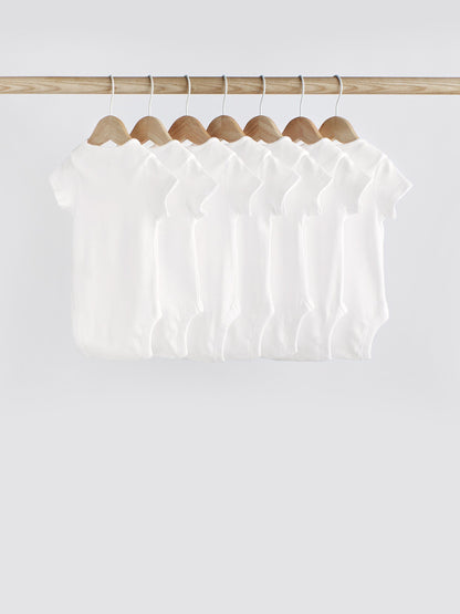 White Essential 7 Pack Short Sleeve Bodysuits image 2