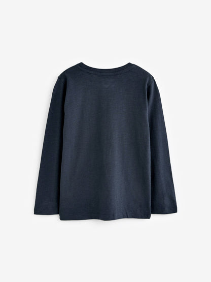 Navy Long Sleeve Plain T-Shirt (3mths-7yrs) image 2