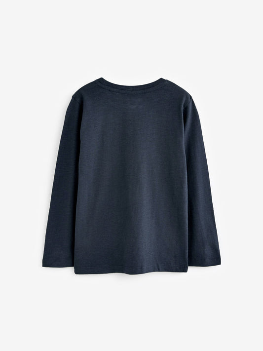 Navy Long Sleeve Plain T-Shirt (3mths-7yrs) image 2