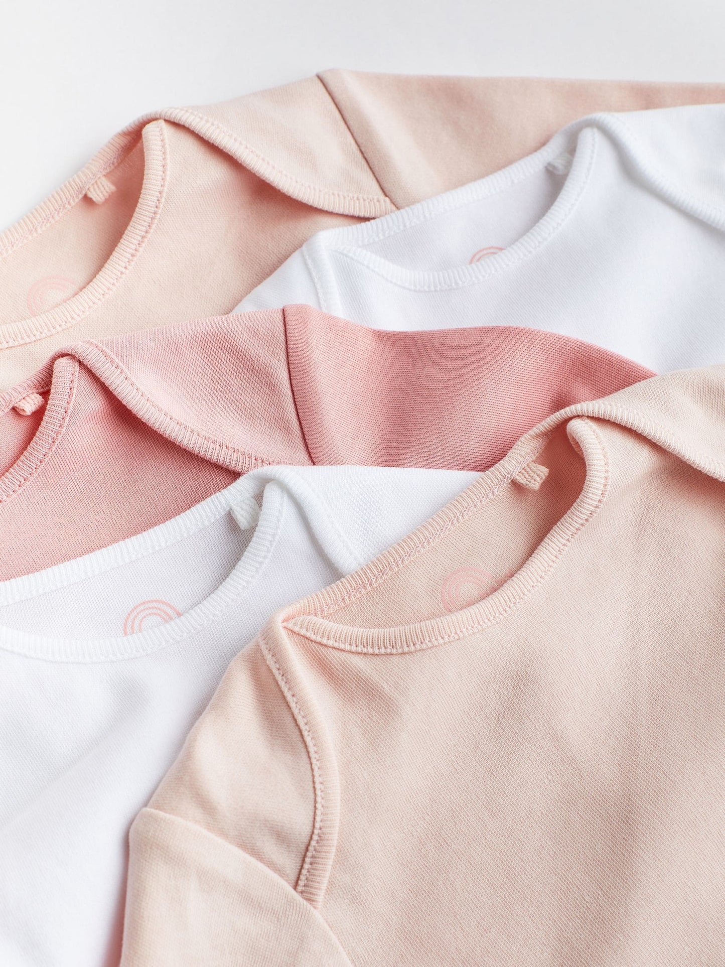 Pink/White 5 Pack Essential Long Sleeve Baby Bodysuits image 4