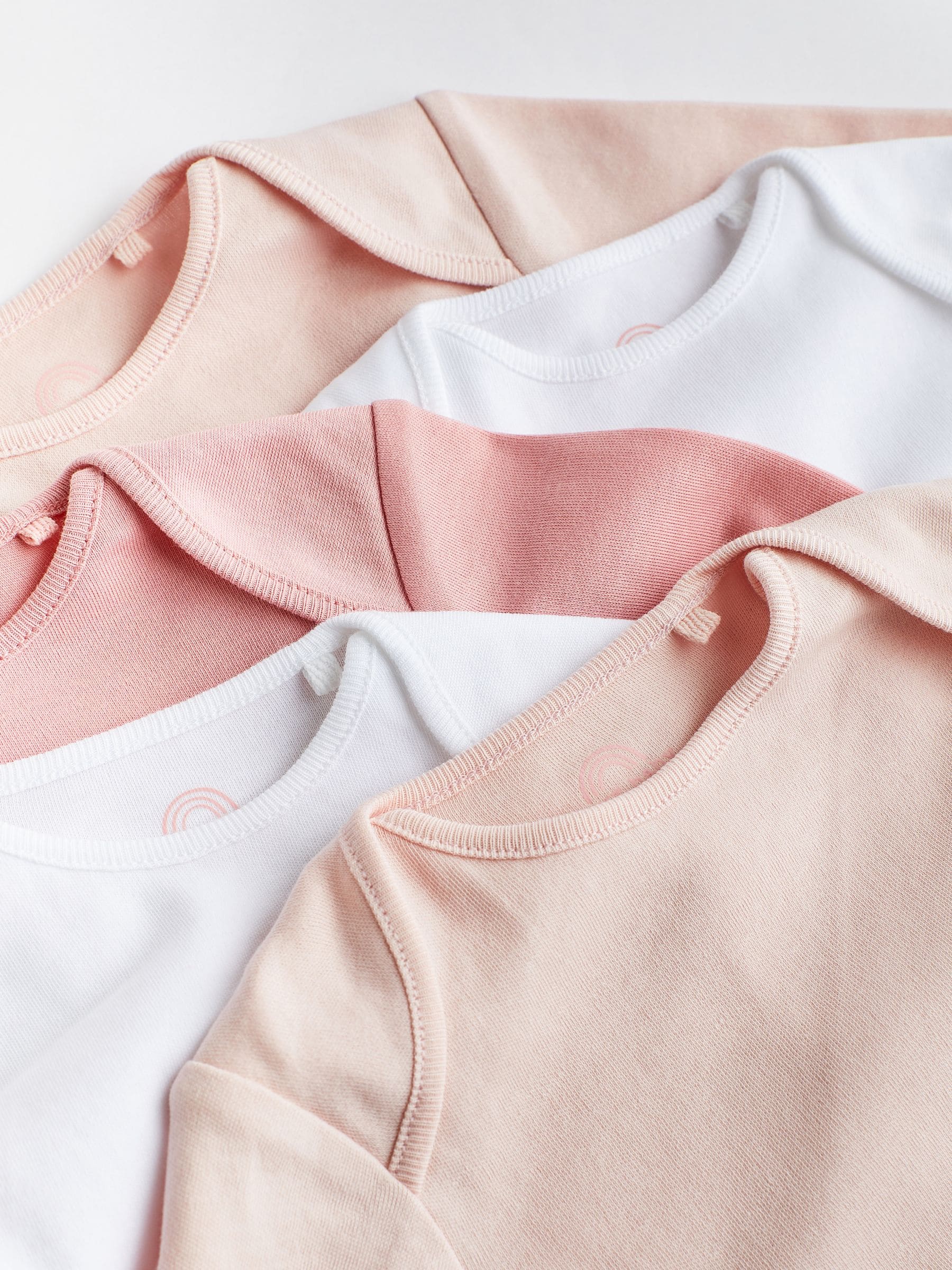 Pink/White 5 Pack Essential Long Sleeve Baby Bodysuits image 4