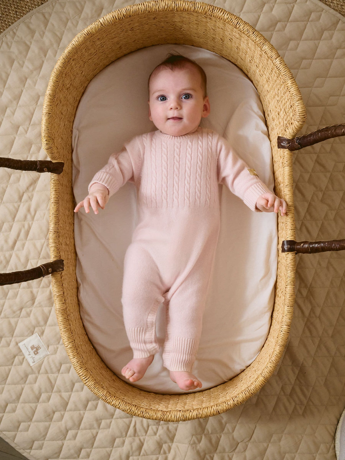Purebaby Pink Cashmere Cable Stitch Footless Sleepsuit - image 1