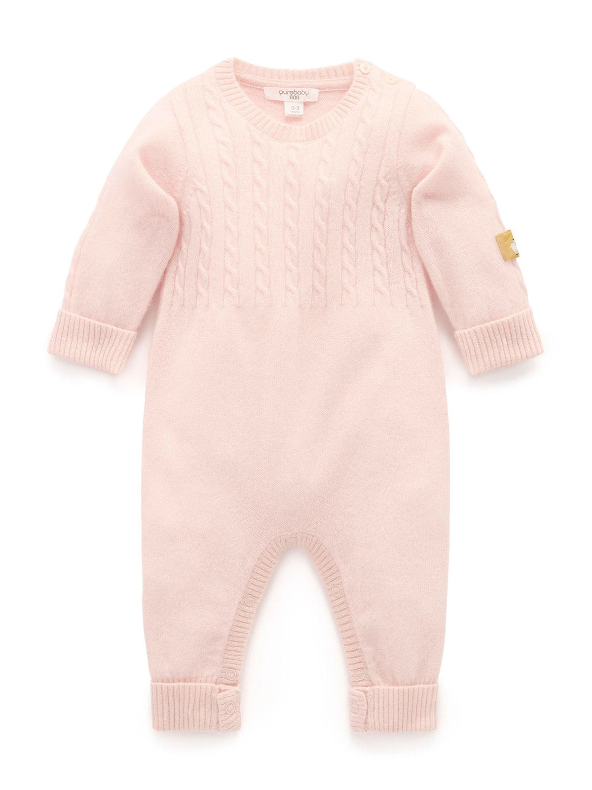 Purebaby Pink Cashmere Cable Stitch Footless Sleepsuit - image 3