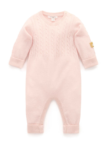 Purebaby Pink Cashmere Cable Stitch Footless Sleepsuit - image 3