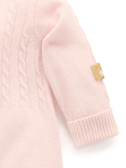 Purebaby Pink Cashmere Cable Stitch Footless Sleepsuit - image 4