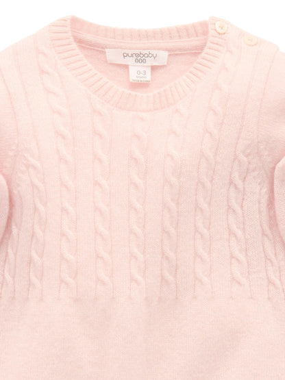 Purebaby Pink Cashmere Cable Stitch Footless Sleepsuit - image 6