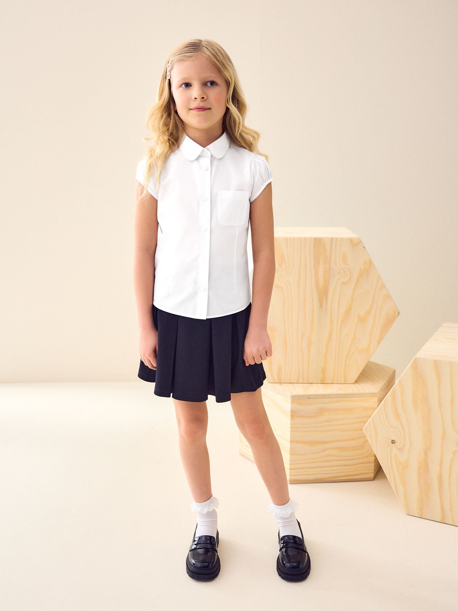 Dsiney Kidz - White Girls Puff Sleeve School Blouse (3-16yrs) image 2