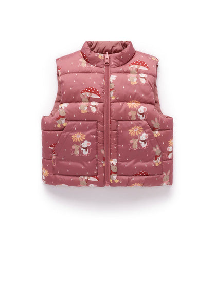 Purebaby Pink Reversible Printed Puffer Vest - image 1