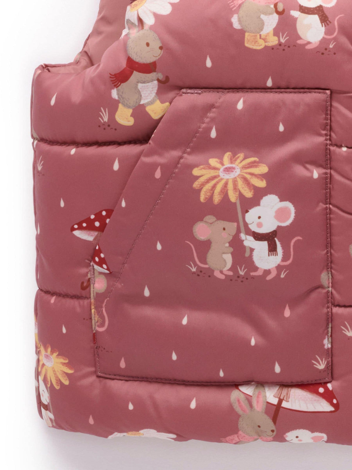 Purebaby Pink Reversible Printed Puffer Vest - image 2