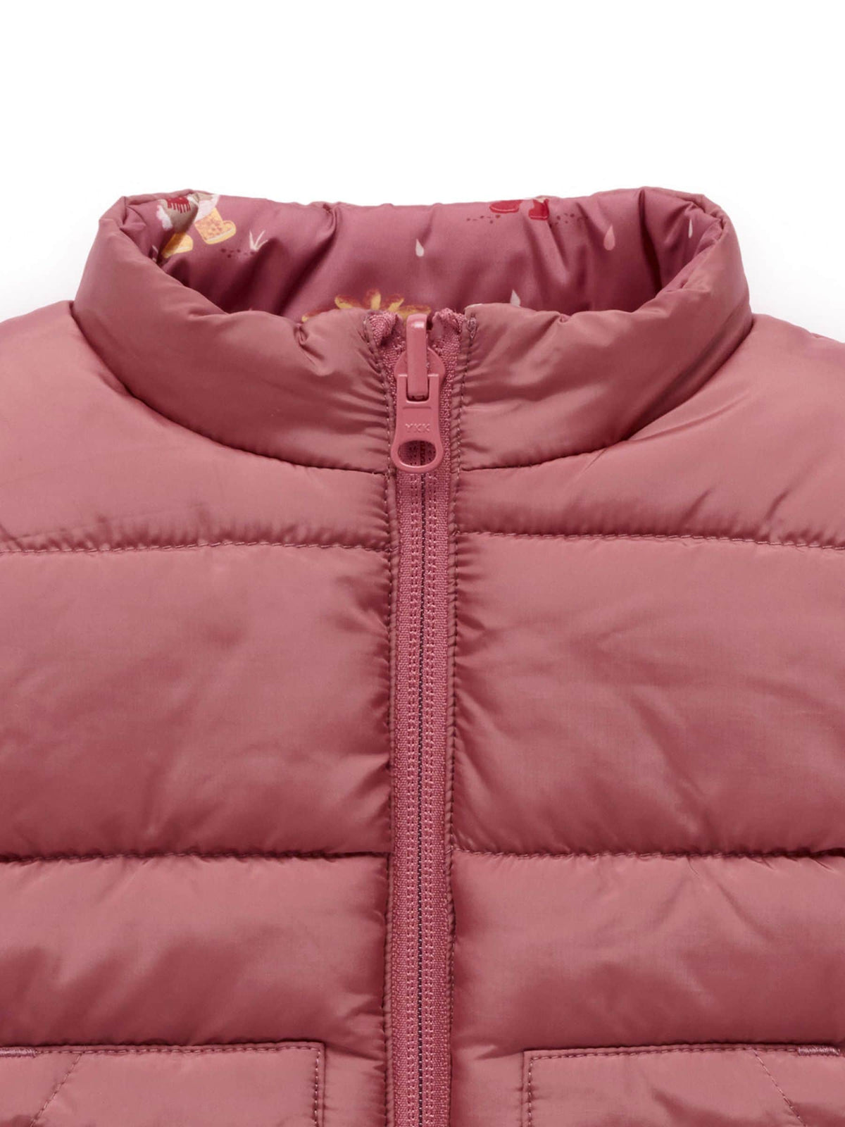 Purebaby Pink Reversible Printed Puffer Vest - image 4