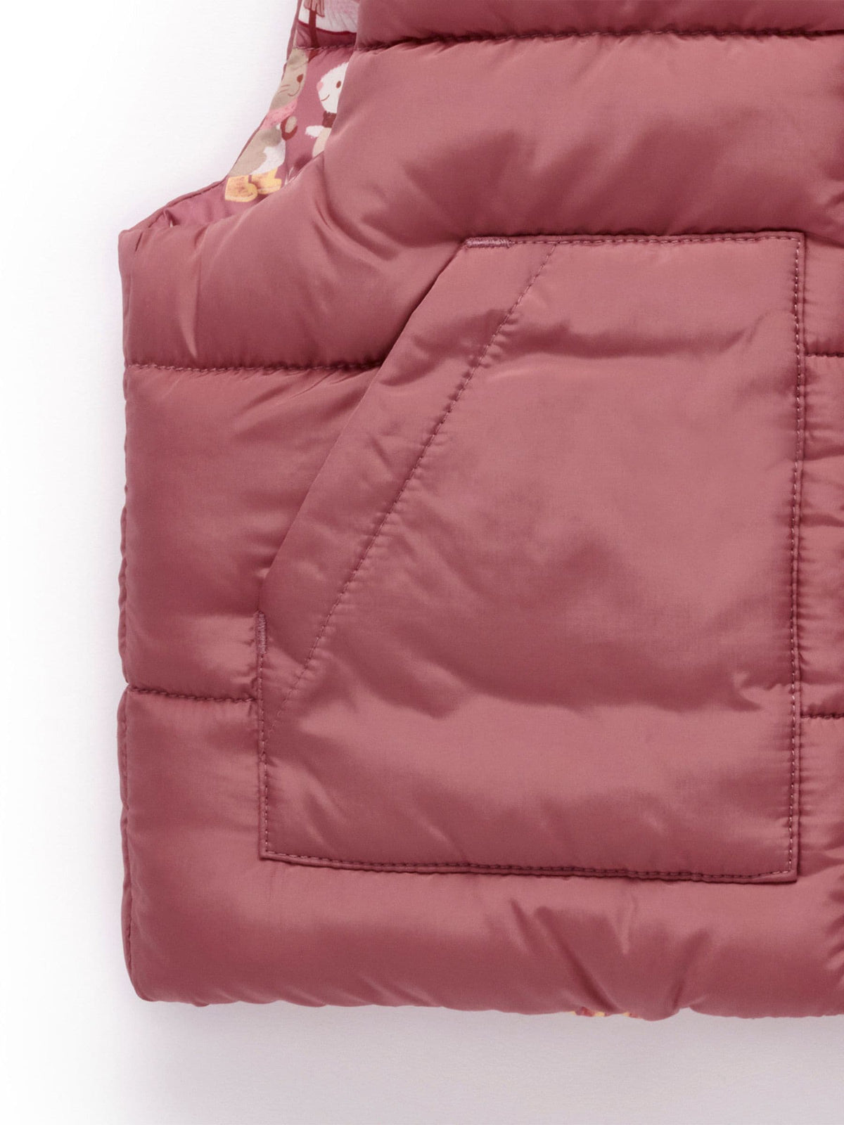 Purebaby Pink Reversible Printed Puffer Vest - image 5