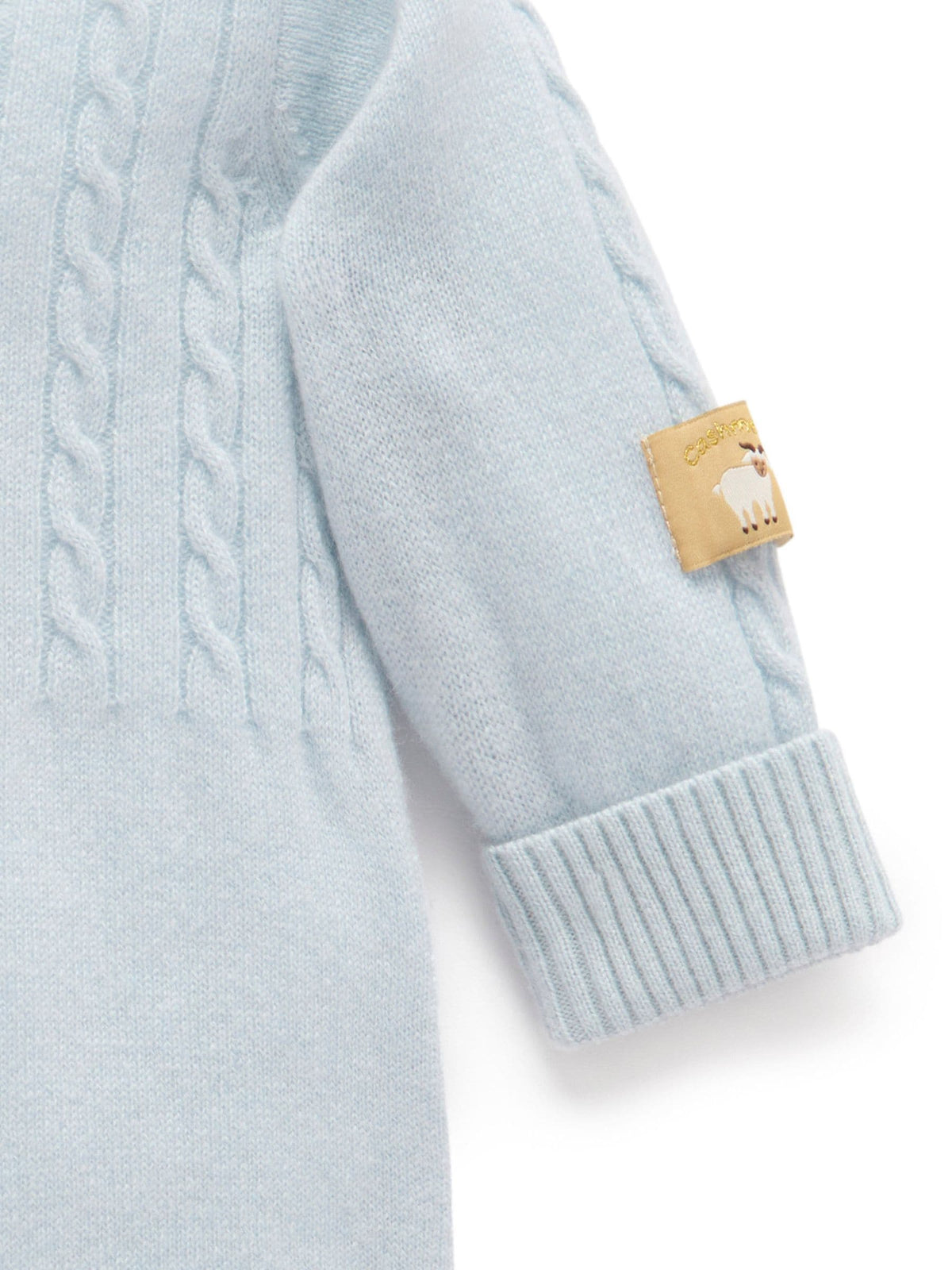 Purebaby Blue Cashmere Cable Stitch Footless Sleepsuit - image 3