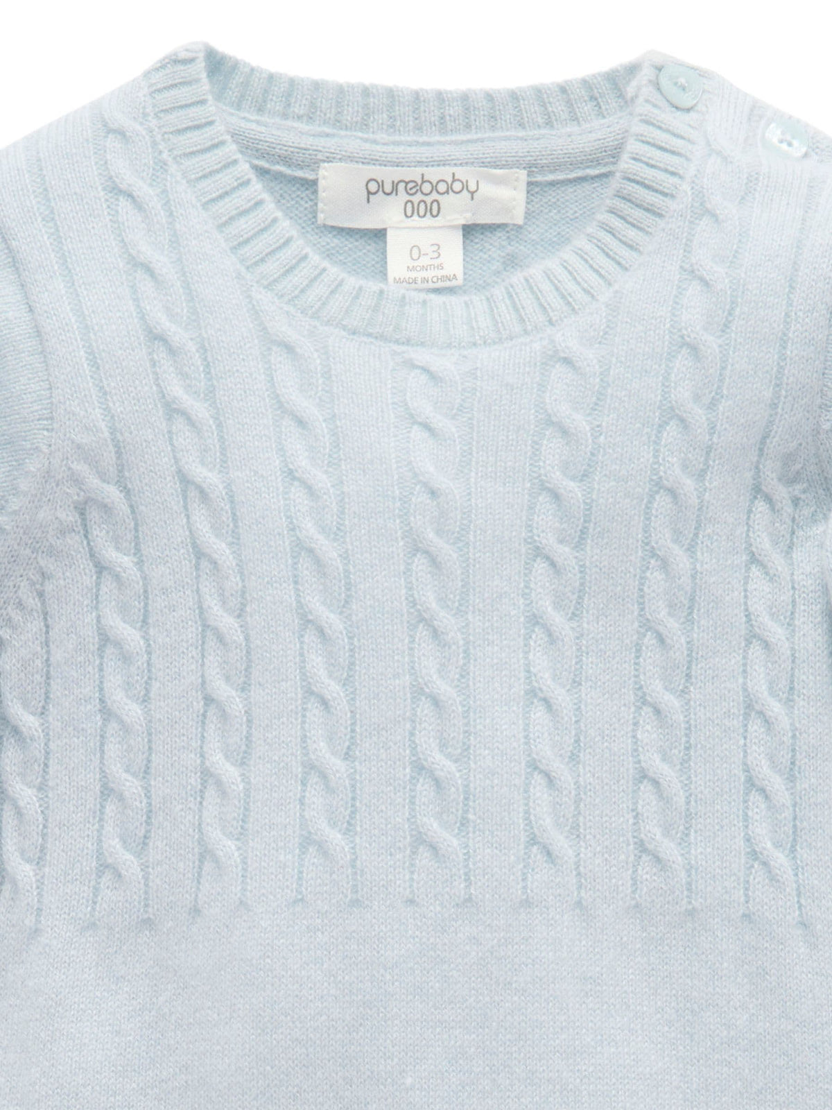 Purebaby Blue Cashmere Cable Stitch Footless Sleepsuit - image 5