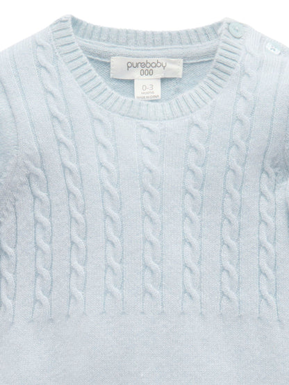 Purebaby Blue Cashmere Cable Stitch Footless Sleepsuit - image 5