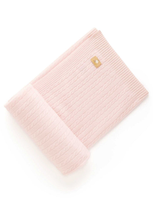 Purebaby Pink Cashmere Cable Stitch Blanket 100x100cm - image 1