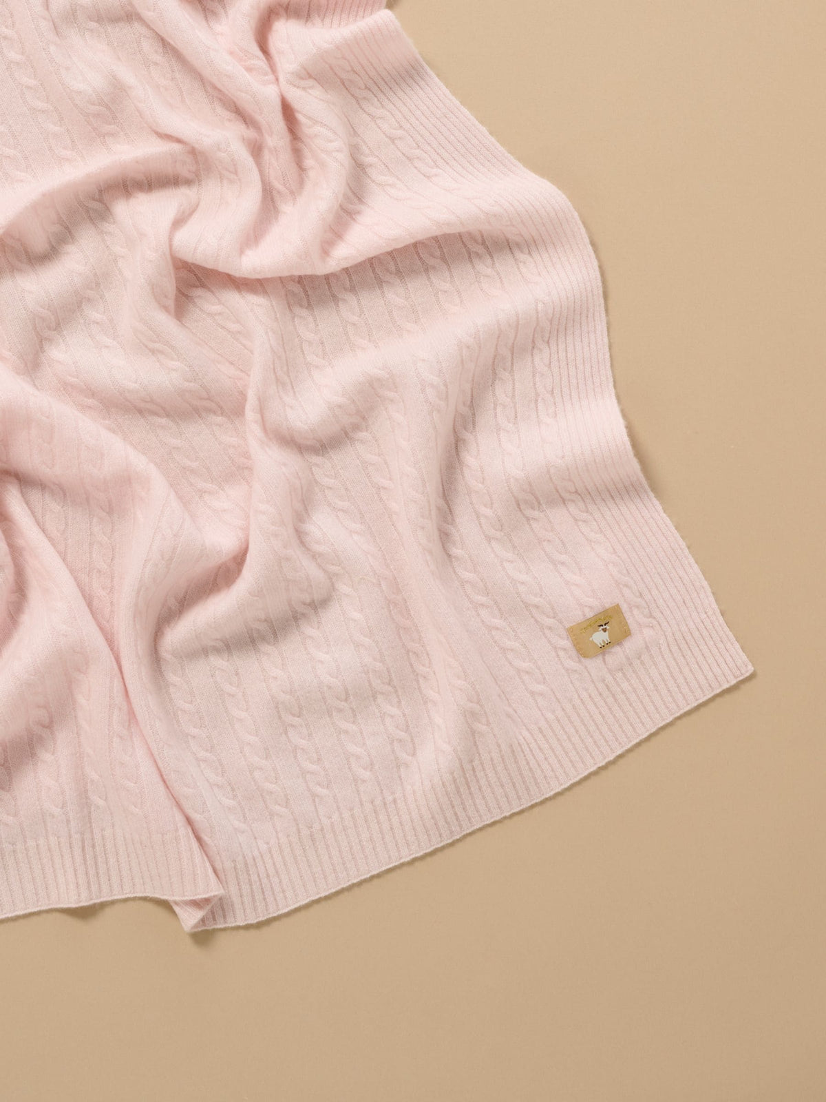 Purebaby Pink Cashmere Cable Stitch Blanket 100x100cm - image 2