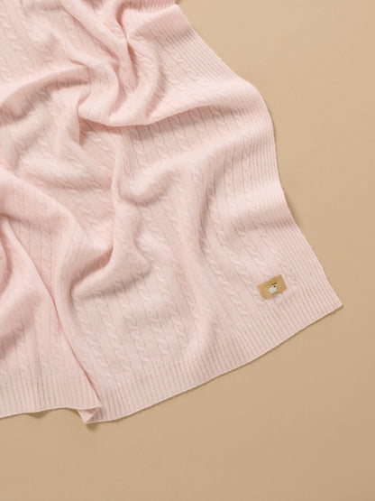 Purebaby Pink Cashmere Cable Stitch Blanket 100x100cm - image 2