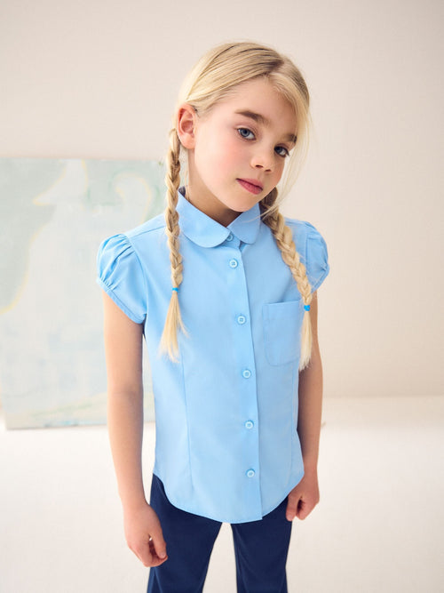 Dsiney Kidz - Blue Girls Puff Sleeve School Blouse (3-16yrs) image 1