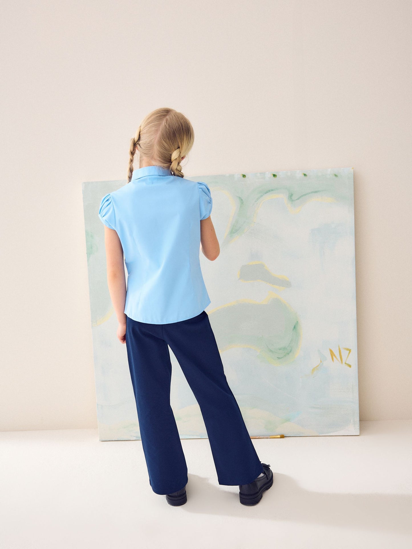 Dsiney Kidz - Blue Girls Puff Sleeve School Blouse (3-16yrs) image 3