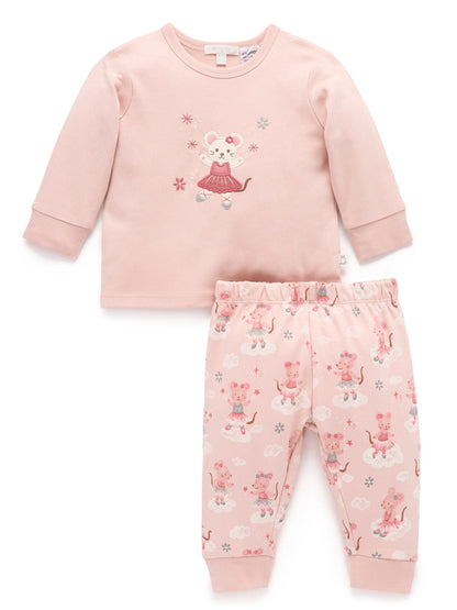 Purebaby Pink Thick Long Sleeve Printed Pyjamas Set - image 1