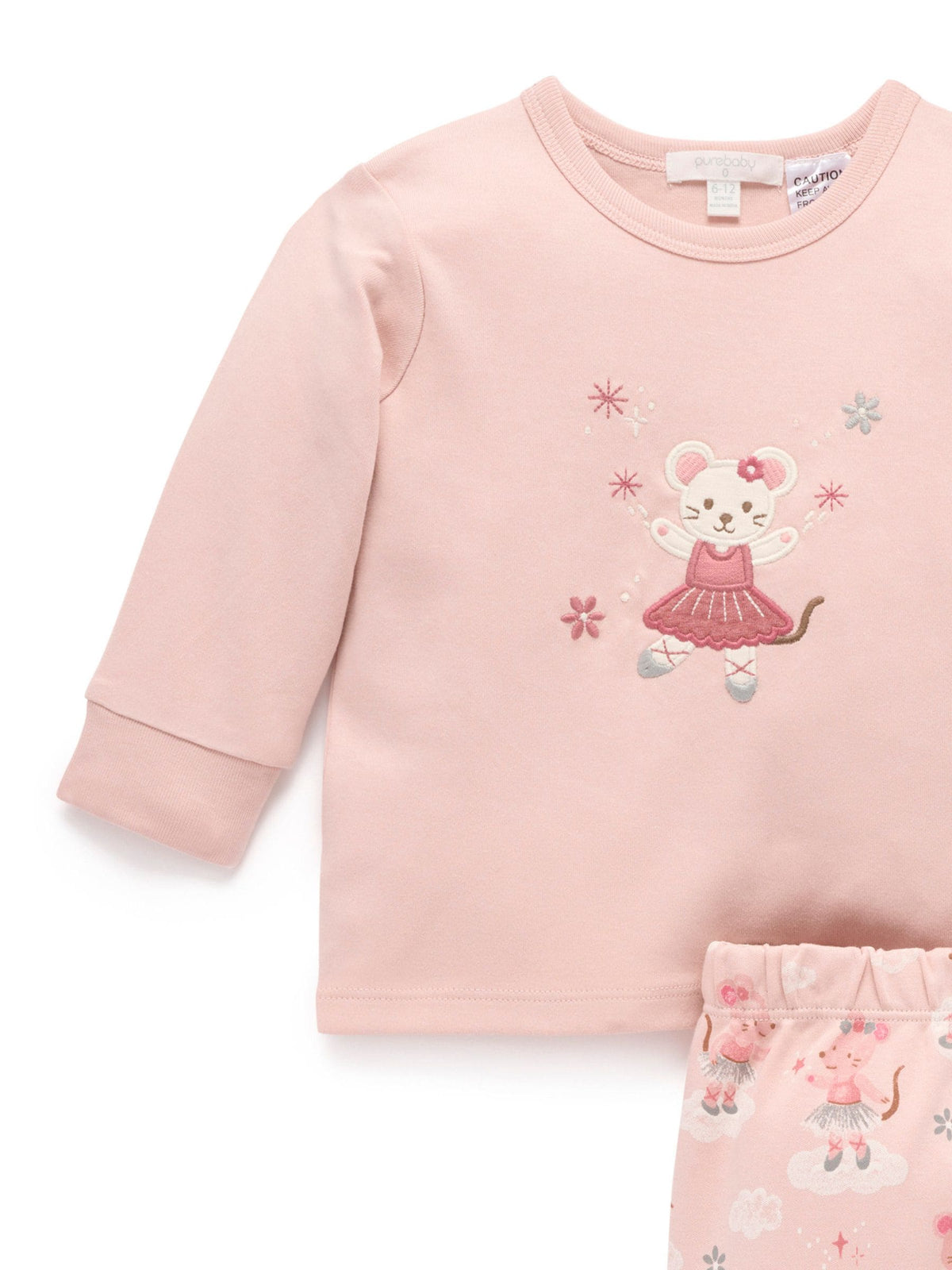 Purebaby Pink Thick Long Sleeve Printed Pyjamas Set - image 2