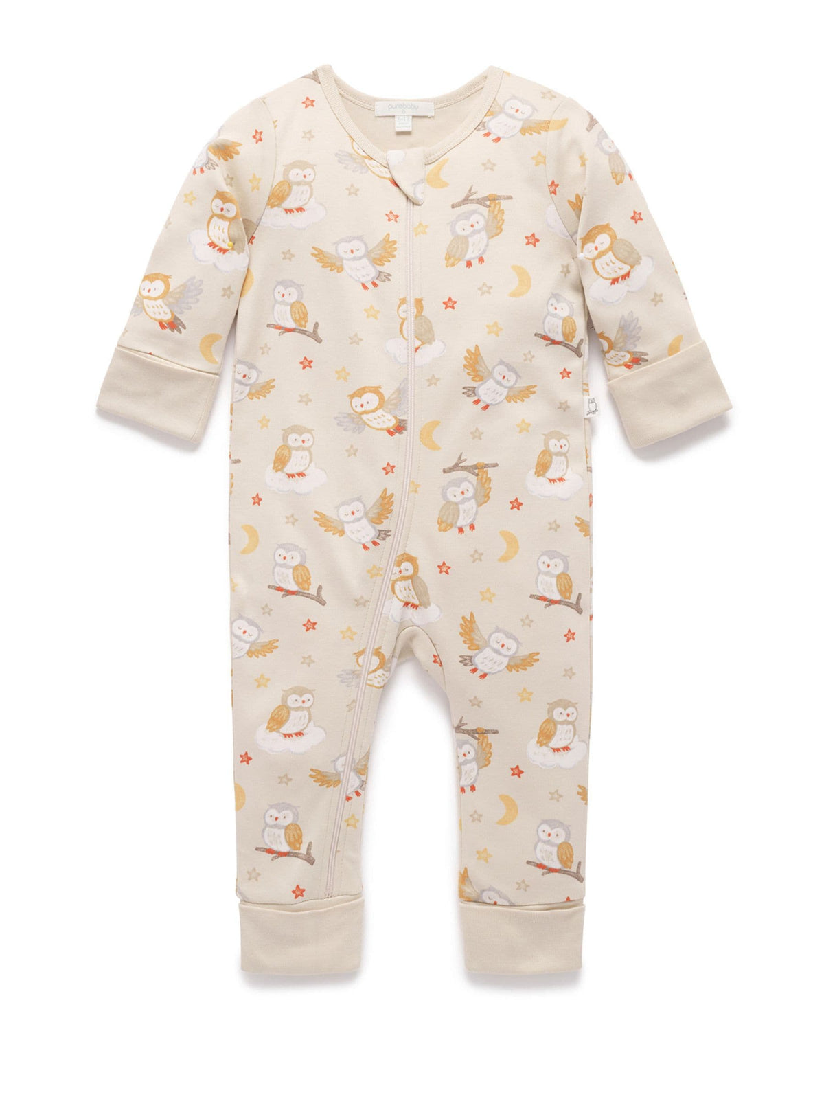 Purebaby Natural Thick Pyjamas Printed Zip Sleepsuit with Roll Cuffs - image 2