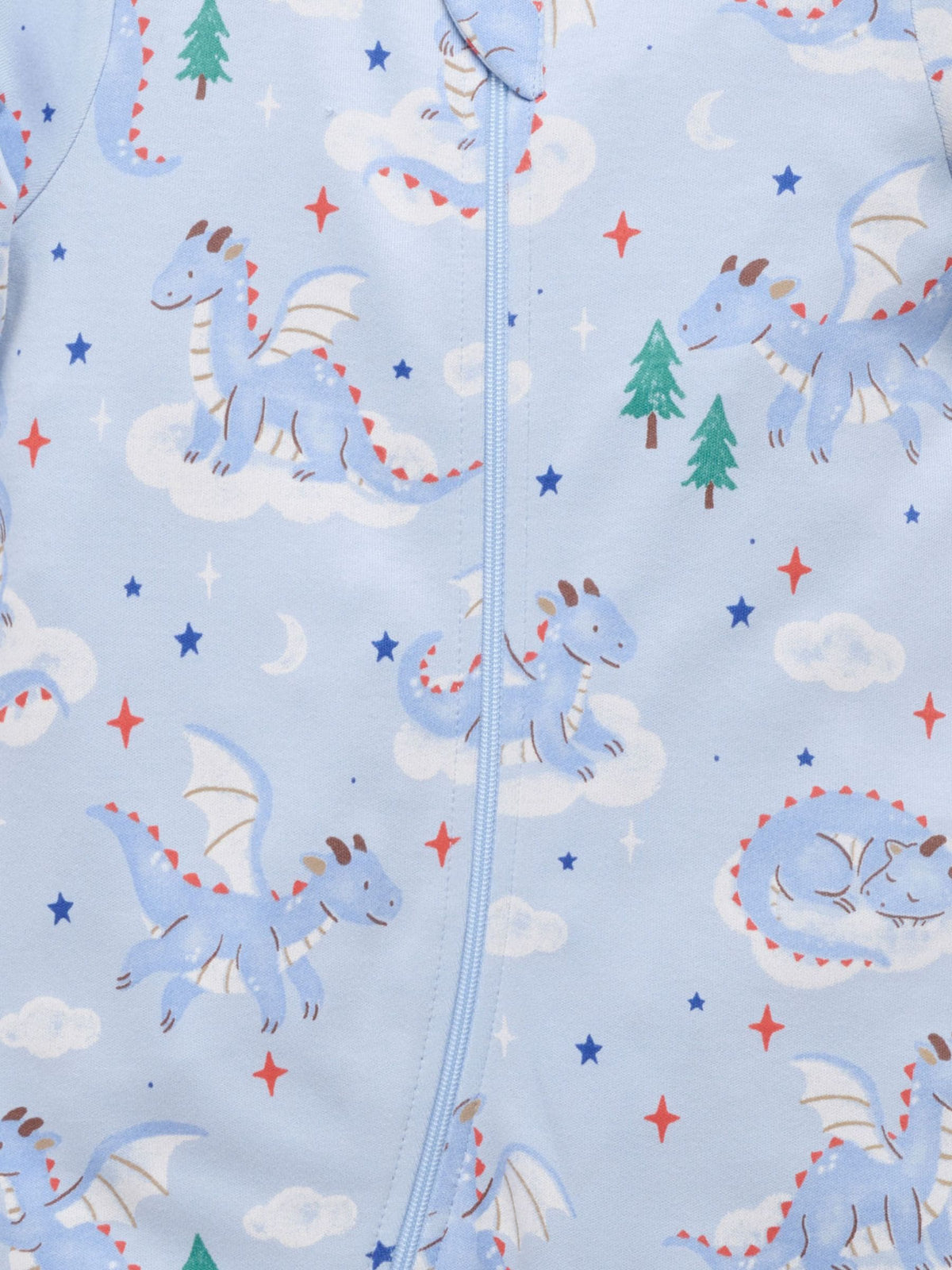 Purebaby Blue Thick Pyjamas Printed Zip Sleepsuit with Roll Cuffs - image 5