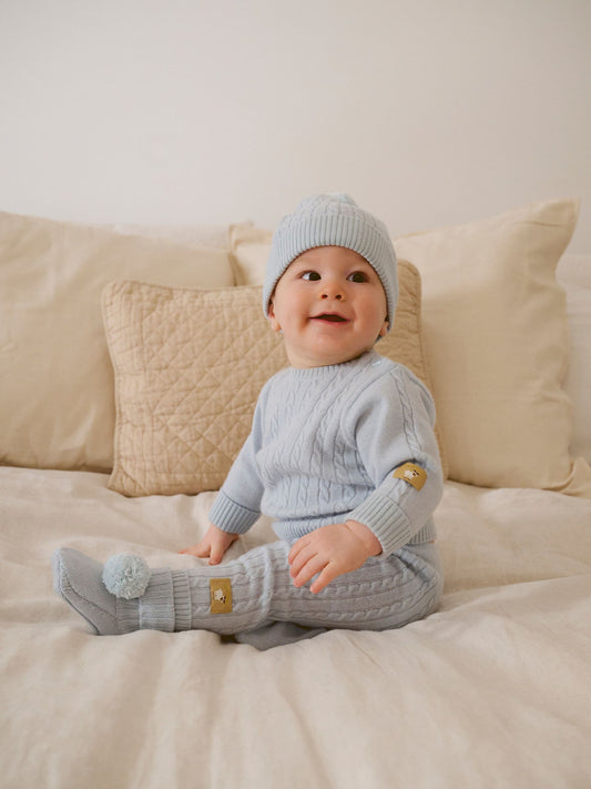Purebaby Blue Cashmere Cable Stitch Leggings - image 1