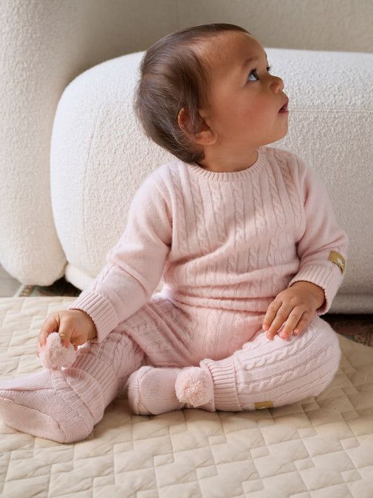 Purebaby Pink Cashmere Cable Stitch Leggings - image 1