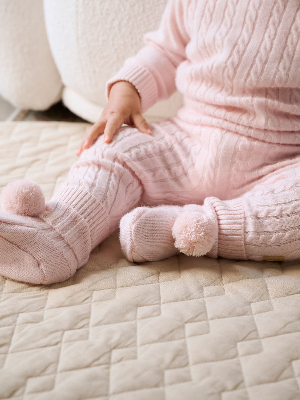 Purebaby Pink Cashmere Cable Stitch Leggings - image 2