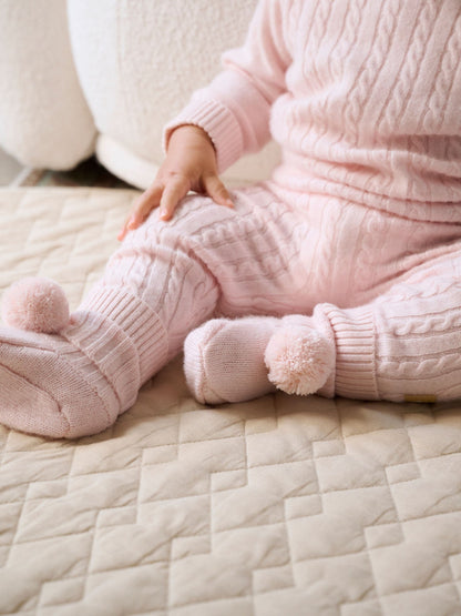 Purebaby Pink Cashmere Cable Stitch Leggings - image 2