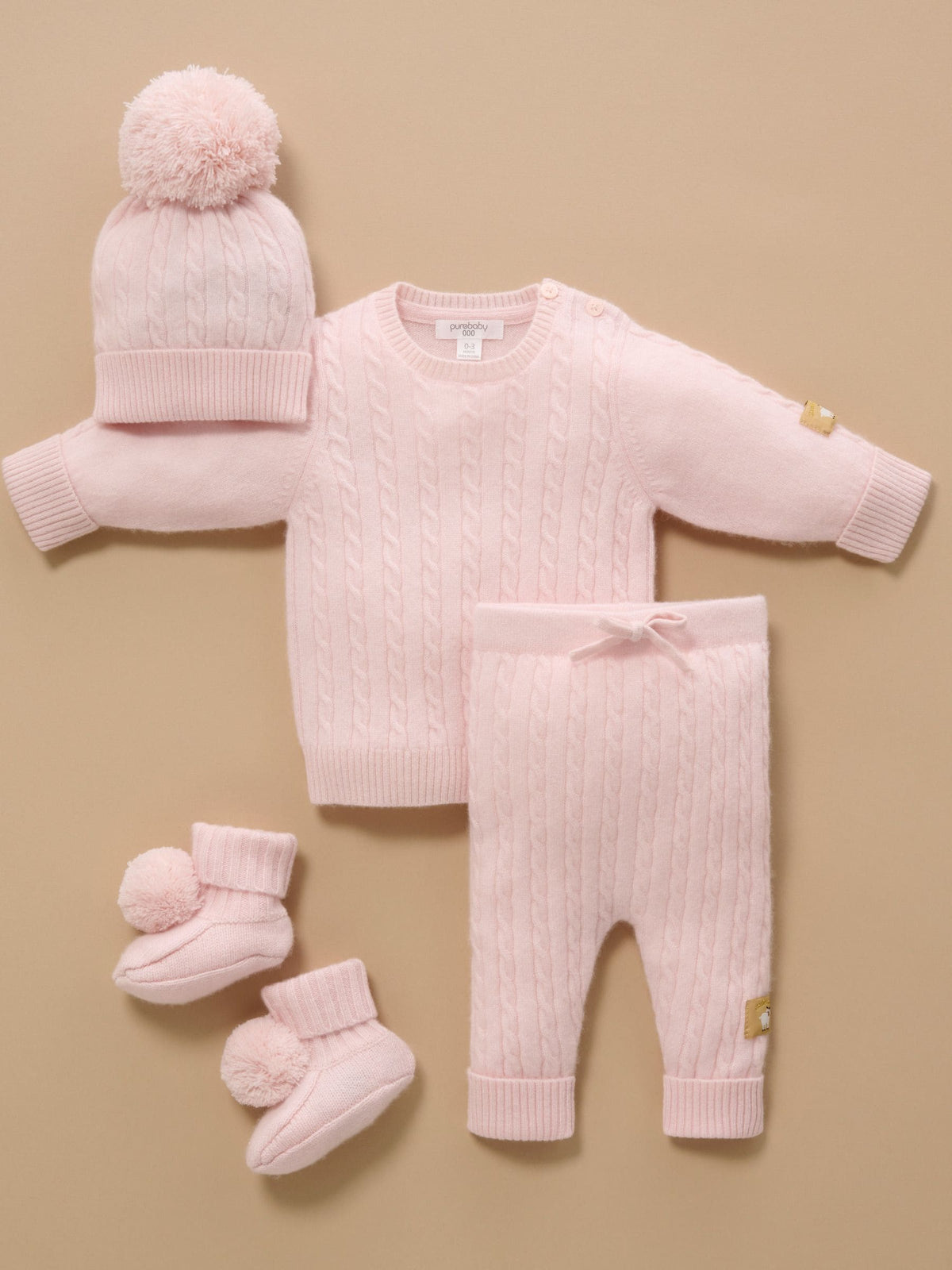 Purebaby Pink Cashmere Cable Stitch Leggings - image 7