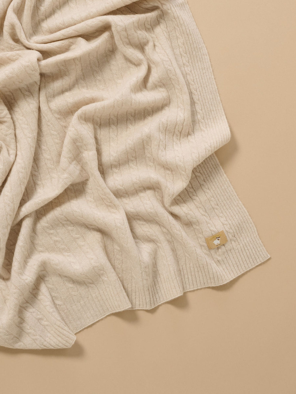 Purebaby Brown Cashmere Cable Stitch Blanket 100x100cm - image 4