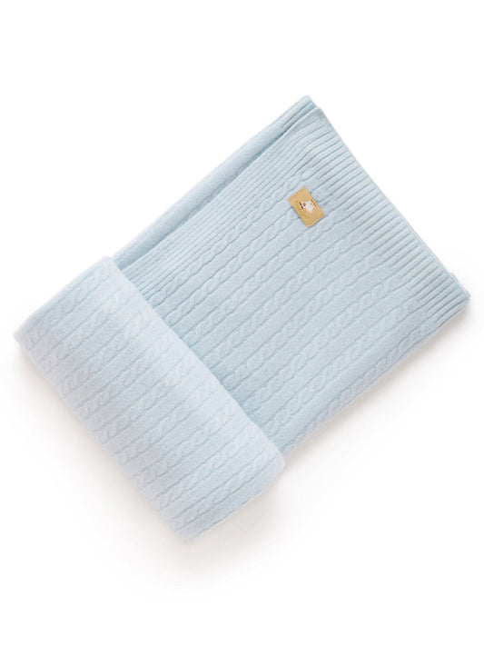 Purebaby Blue Cashmere Cable Stitch Blanket 100x100cm - image 1